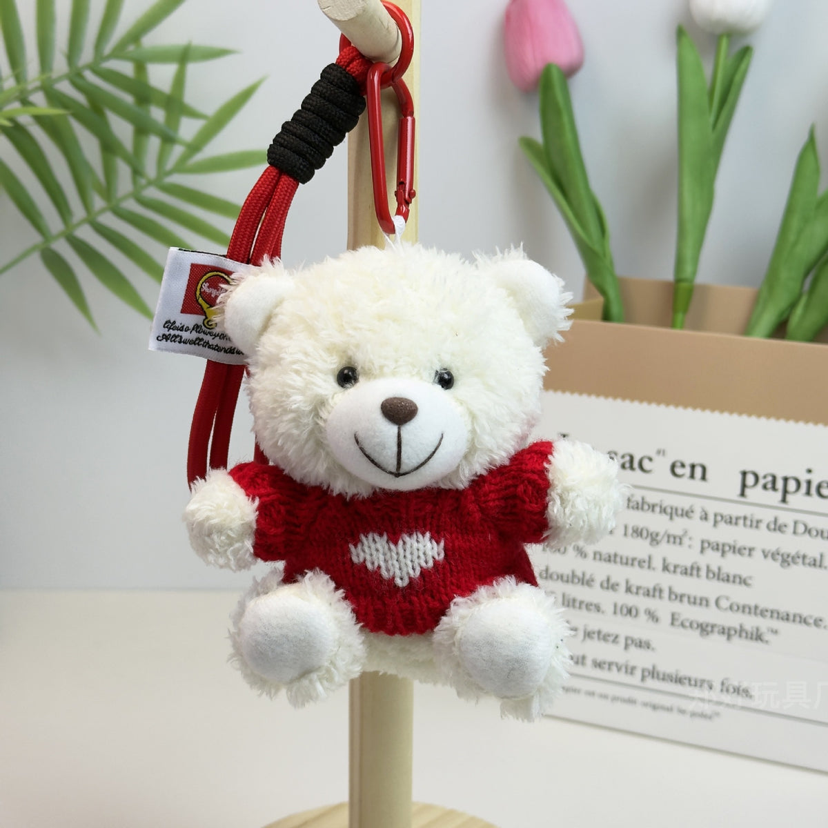 Outfit Teddy Bear Plush Bag Charm, 11 cm Mini Stuffed Bear Keychain in Colorful Sweaters and Shirts