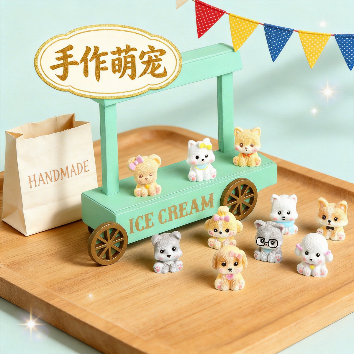 Tiny Dog Miniatures, Complete 10 Piece Puppy Figurine Collection for Desks, Bookshelves, Fairy Gardens and Dog Lover Gifts