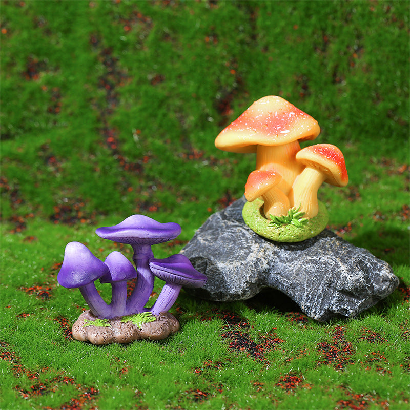 Woodland Mushroom Figurine Set of 8, Colorful Tiny Fungi for Desk Displays, Fairy Gardens and Miniature Scenes