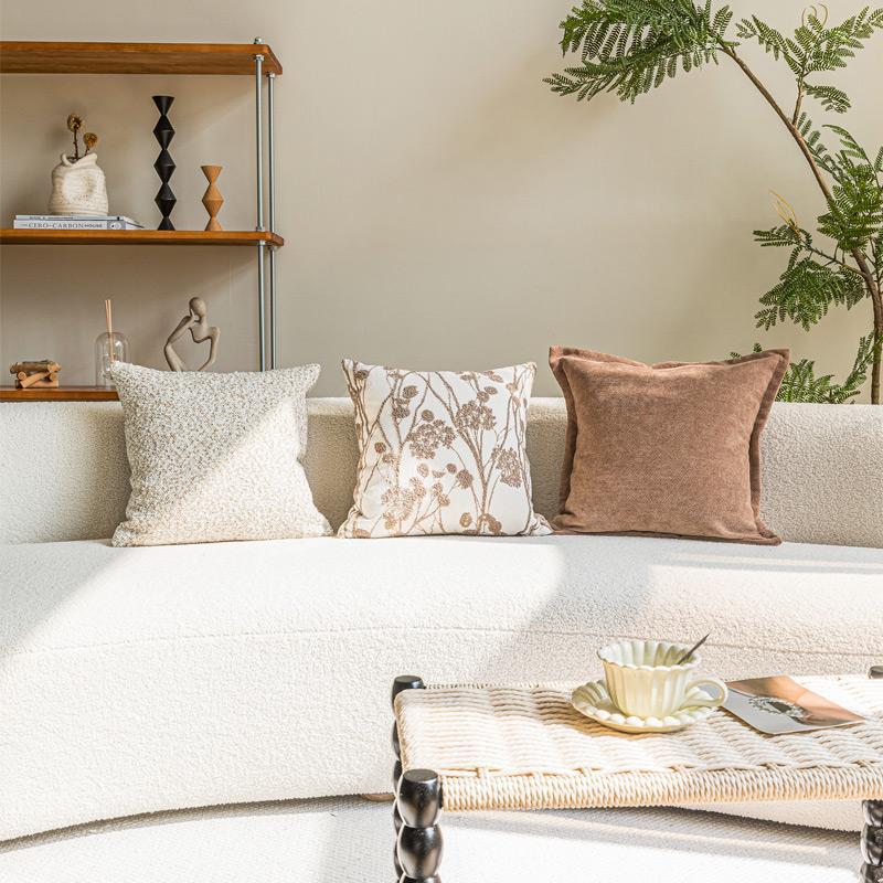Warm Neutral Textured Pillow Cover, 45 x 45 cm Dandelion and Oatmeal Cushion Case for Cozy Sofas and Bedrooms