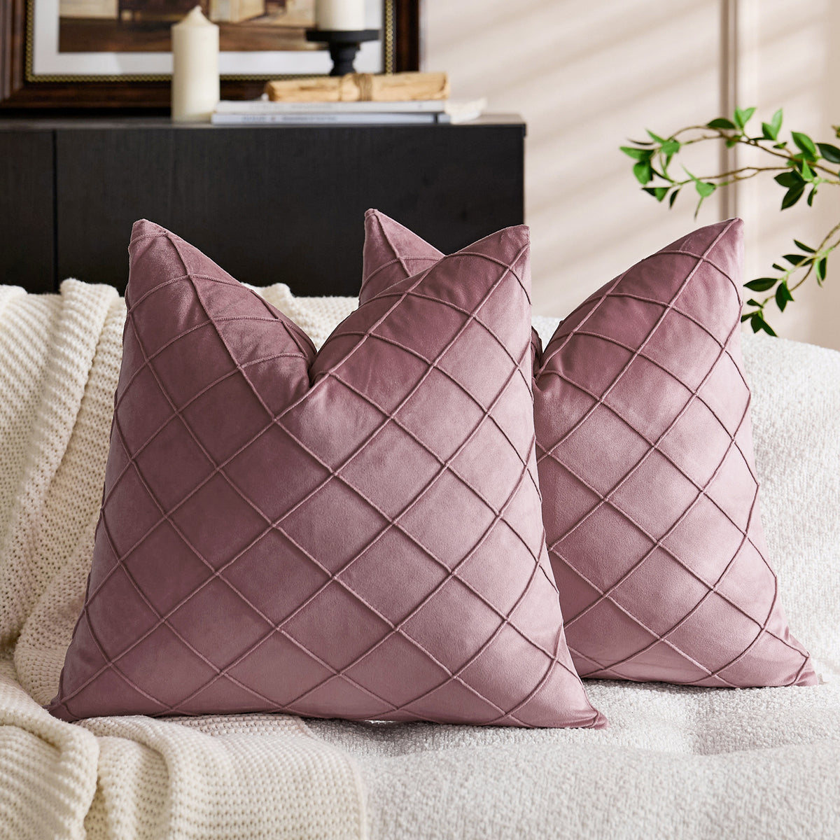 Solid Velvet Pillow Cover in 21 Colors, Decorative Square and Lumbar Cushion Cover for Sofas, Bedrooms and Cozy Home Styling
