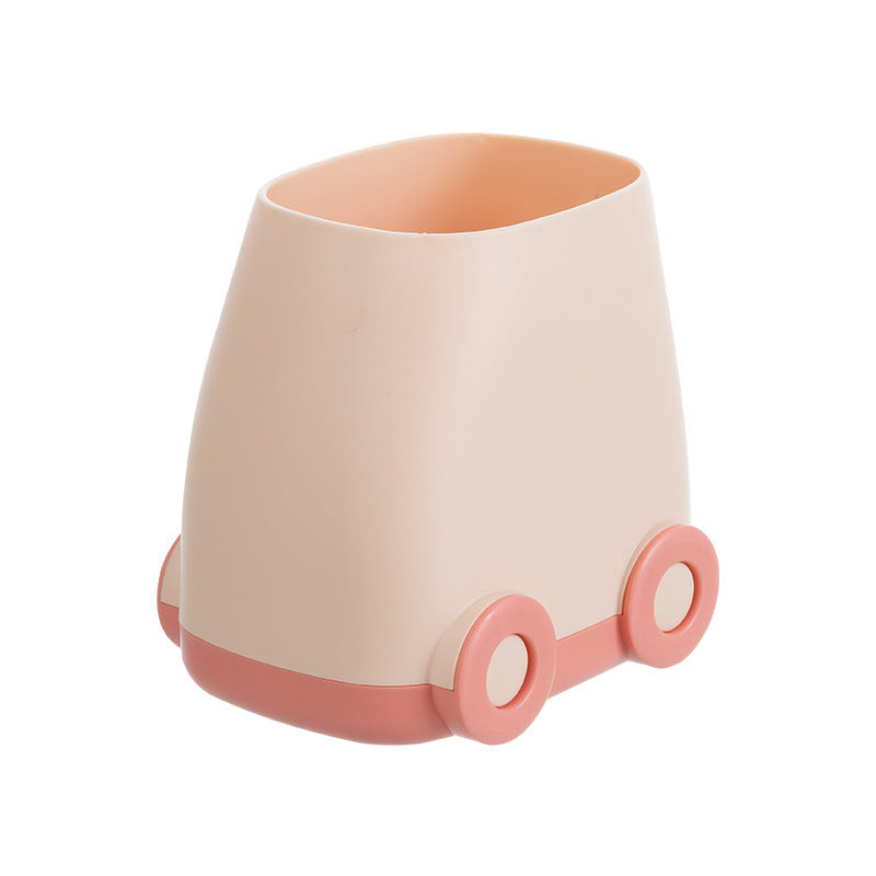 Playful Mini Car Pen Holder with Stickers, Desktop Pencil Cup and Small Stationery Organizer in Four Colors