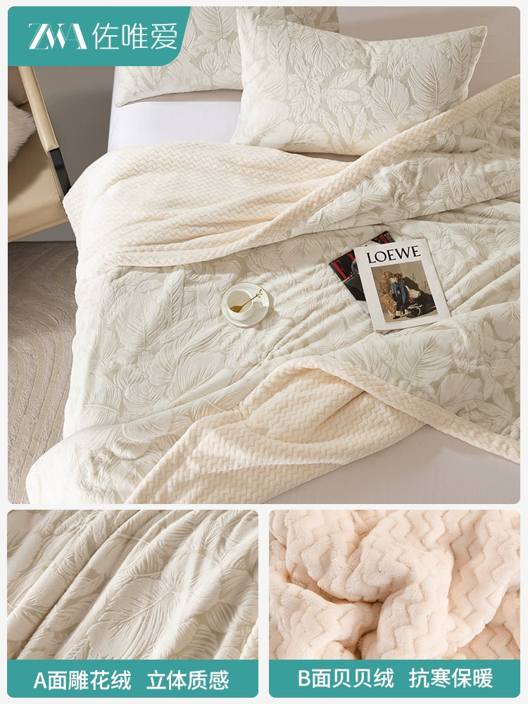 Luxury Carved Milk Velvet Warm Blanket