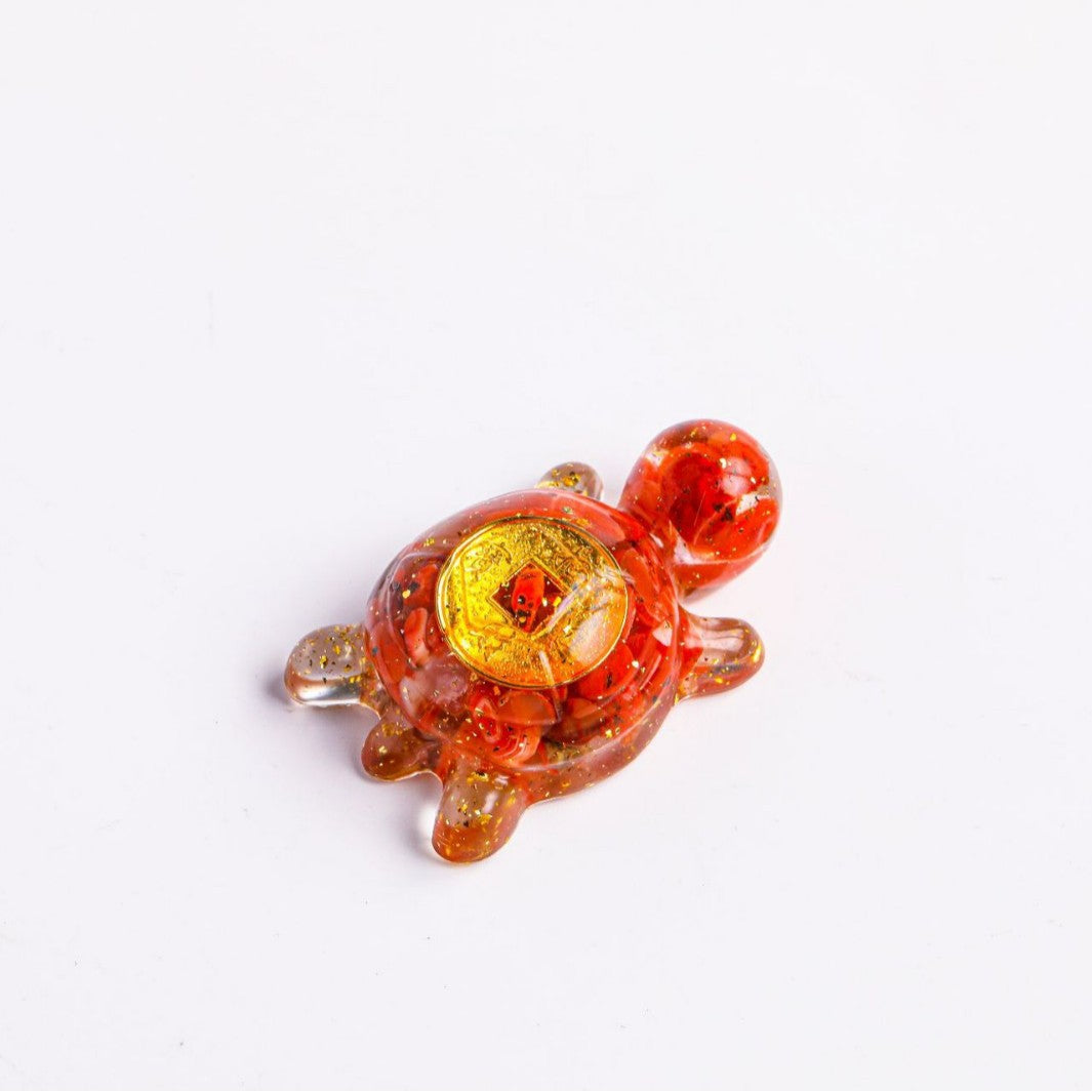 Crystal Coin Turtle Wealth Charm - Lucky Feng Shui Tortoise Statue for Prosperity | Mini Crystal Money Turtle Decor