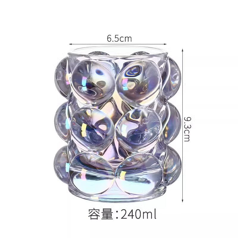 Sculptural Bubble Glass Pen Holder, Clear, Amber, Smoke or Iridescent Desk Cup for Brushes and Creative Workspaces