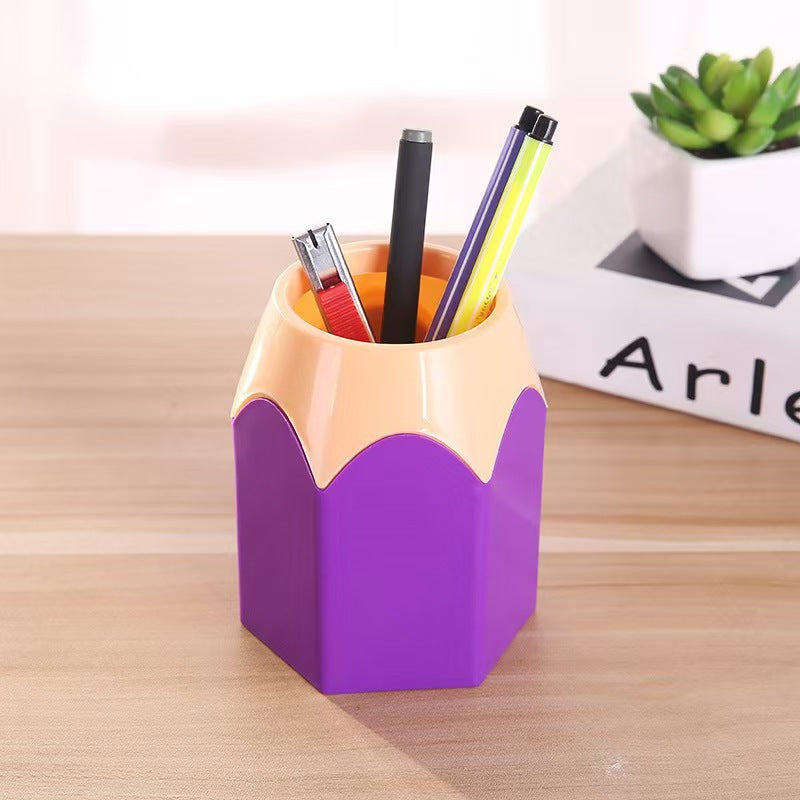 Colorful Pencil-Tip Pen Holder, Playful Desktop Pencil Cup in Pink, Blue, Purple, Green or Red for Creative Workspaces