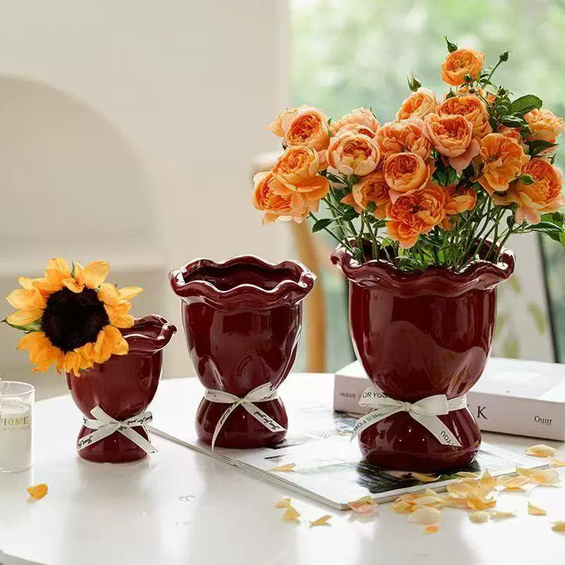 Handblown Cream Soft - Shaped Decorative Vases