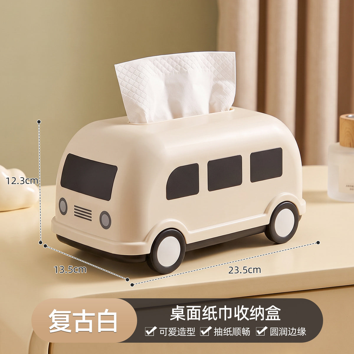 Mini Bus Tissue Box Cover, Playful Pastel Vehicle-Shaped Tabletop Holder for Living Rooms, Bedrooms and Creative Gifts