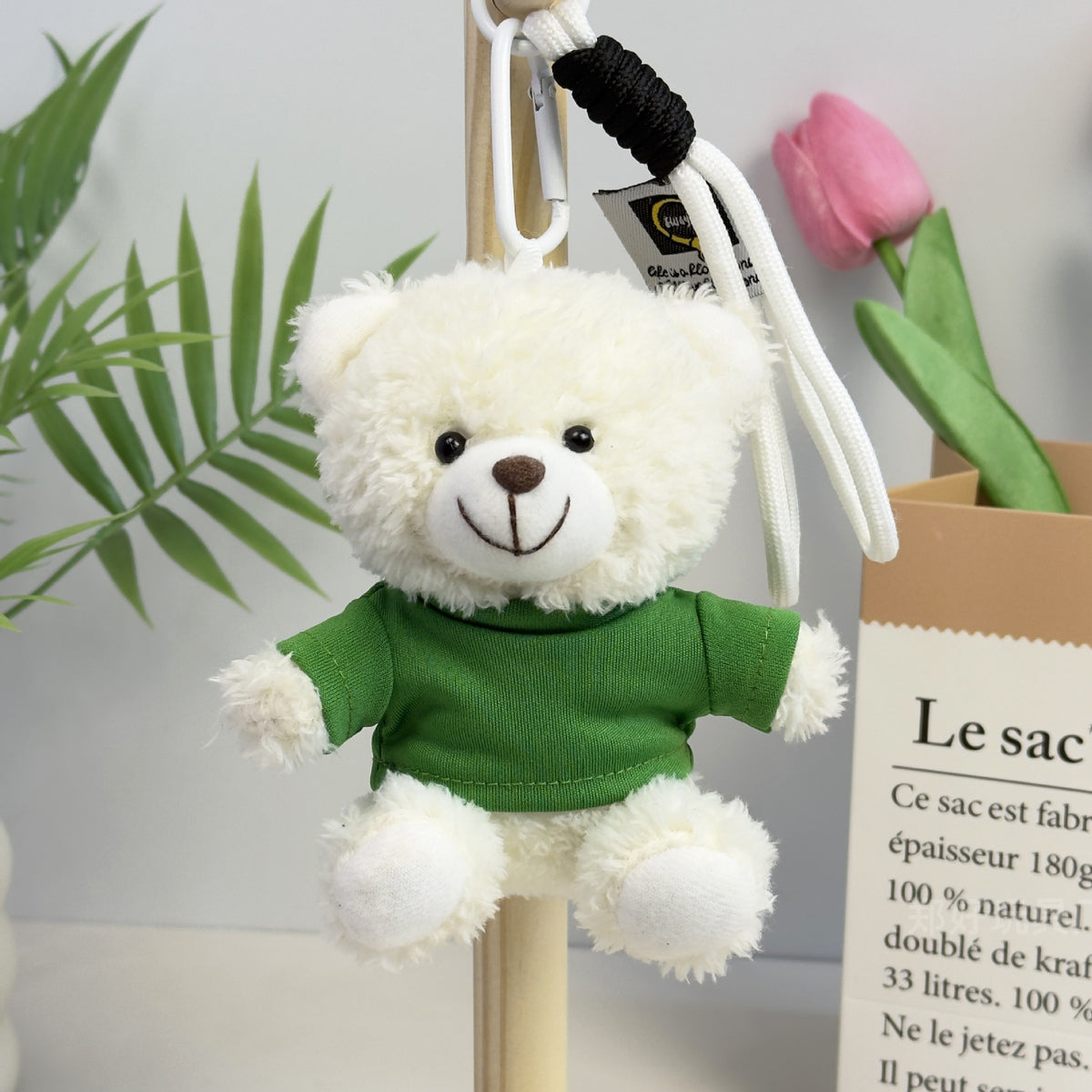 Outfit Teddy Bear Plush Bag Charm, 11 cm Mini Stuffed Bear Keychain in Colorful Sweaters and Shirts