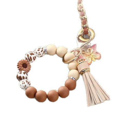 Beechwood Keychain、Positive Energy Charm、Memorial Bracelet Keychain、Silicone Bead Tassel Charm、Good Luck Keepsake