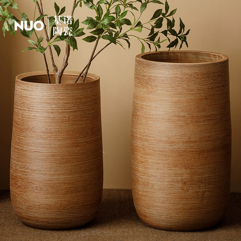 Large caliber ceramic flower pot villa courtyard turtle backed bamboo tree planting green plant vat decoration floor to ceiling large vase