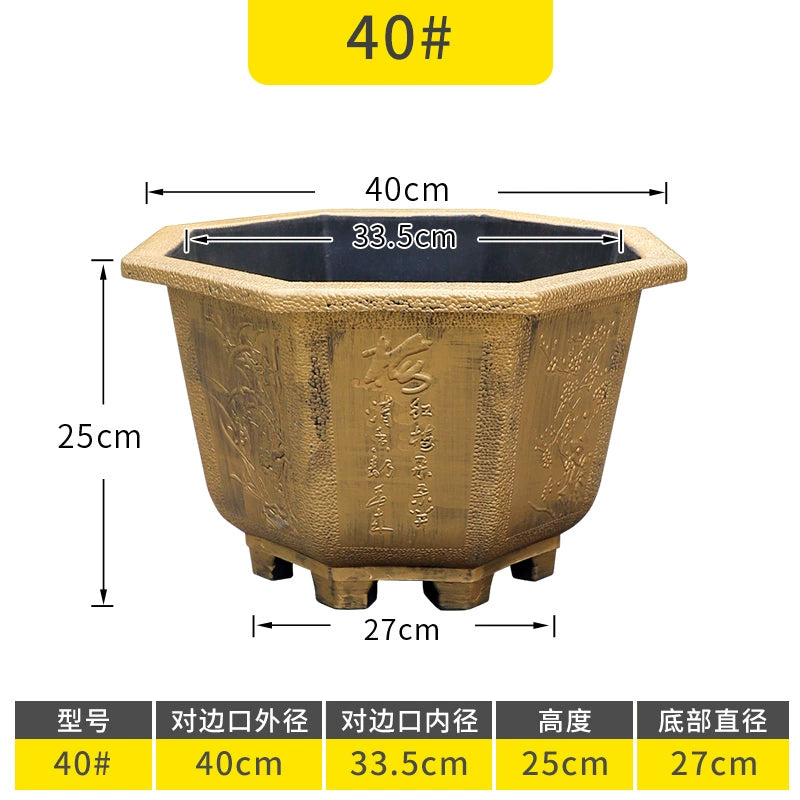 Vintage Resin Flower Pot with Historical Craftsmanship, Outer Diameter 29.5-149cm & Inner Diameter 25-130cm, Retro Planter for Indoor/Outdoor Garden Decoration