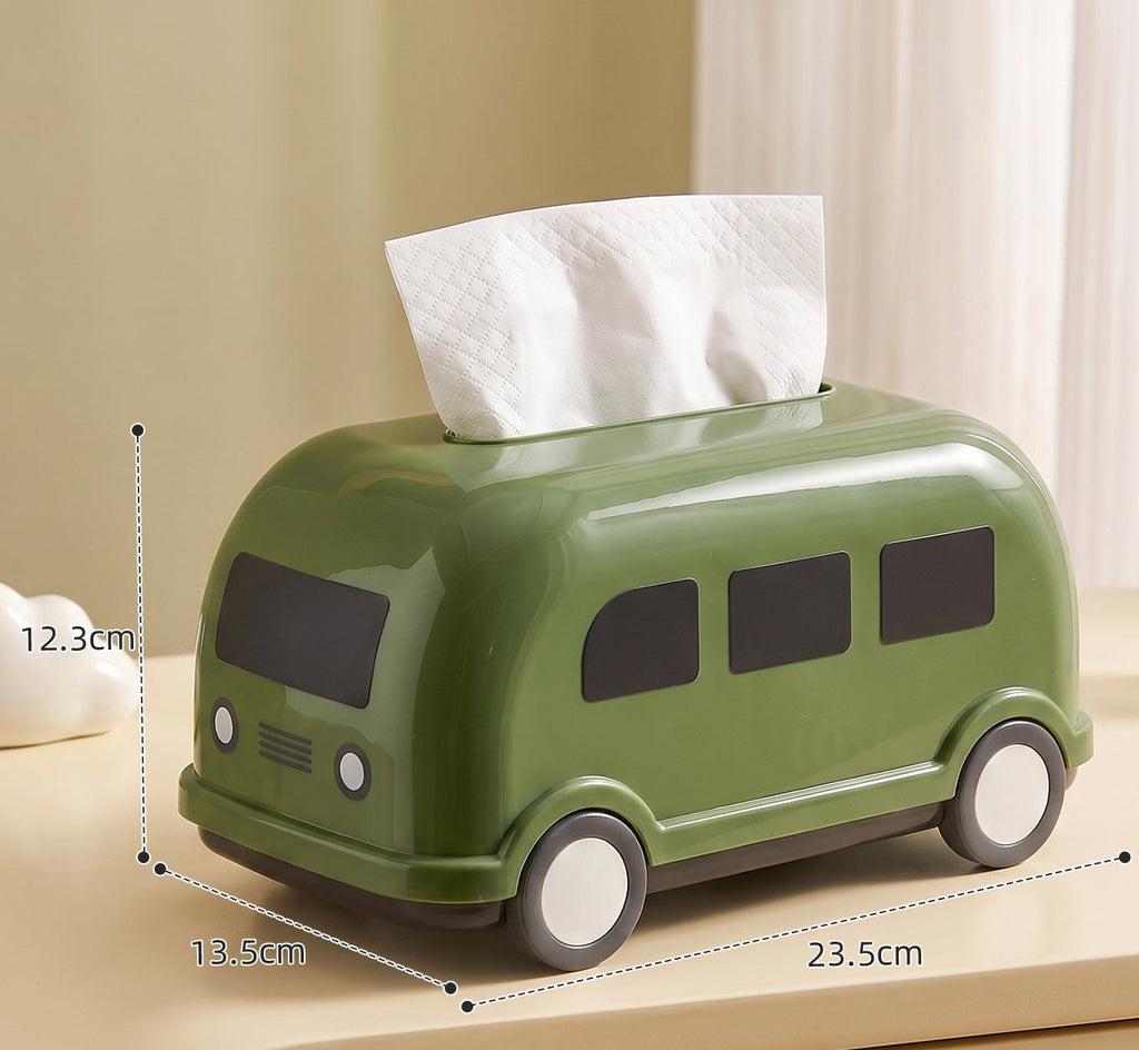 Mini Bus Tissue Box Cover, Playful Pastel Vehicle-Shaped Tabletop Holder for Living Rooms, Bedrooms and Creative Gifts