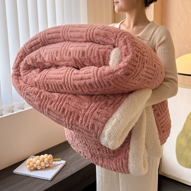 Handmade Coral Fleece Lamb Fleece Blanket
