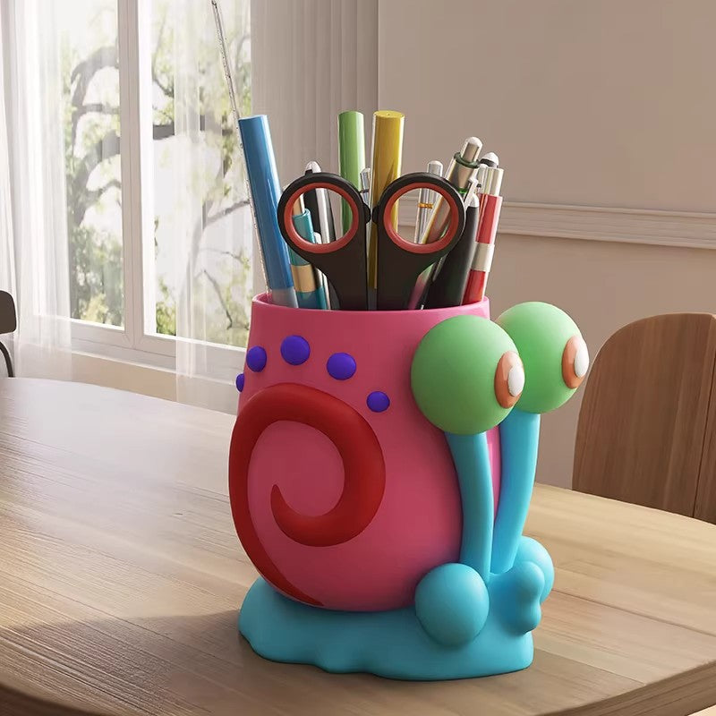 Colorful Snail Pencil Holder, Playful Animal Desk Organizer for Pens, Brushes and Creative Workspaces