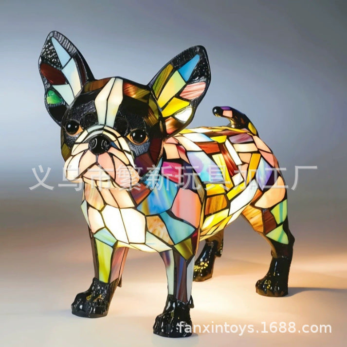 Resin Stained Glass Pet Lamp - Dog/Cat Night Light for Bedroom | Pet Lover Decor | Dachshund/Beagle/Black Cat Table Lamp