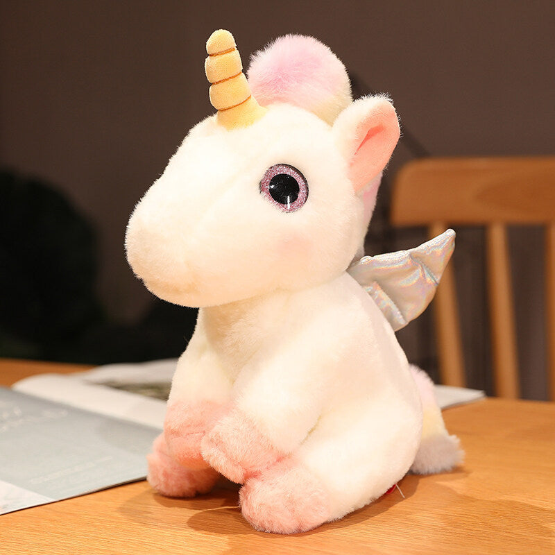 Pastel Winged Unicorn Plush Toy, 25 cm Soft Fantasy Horse in Yellow, Pink or Blue for Whimsical Gifts and Cozy Rooms