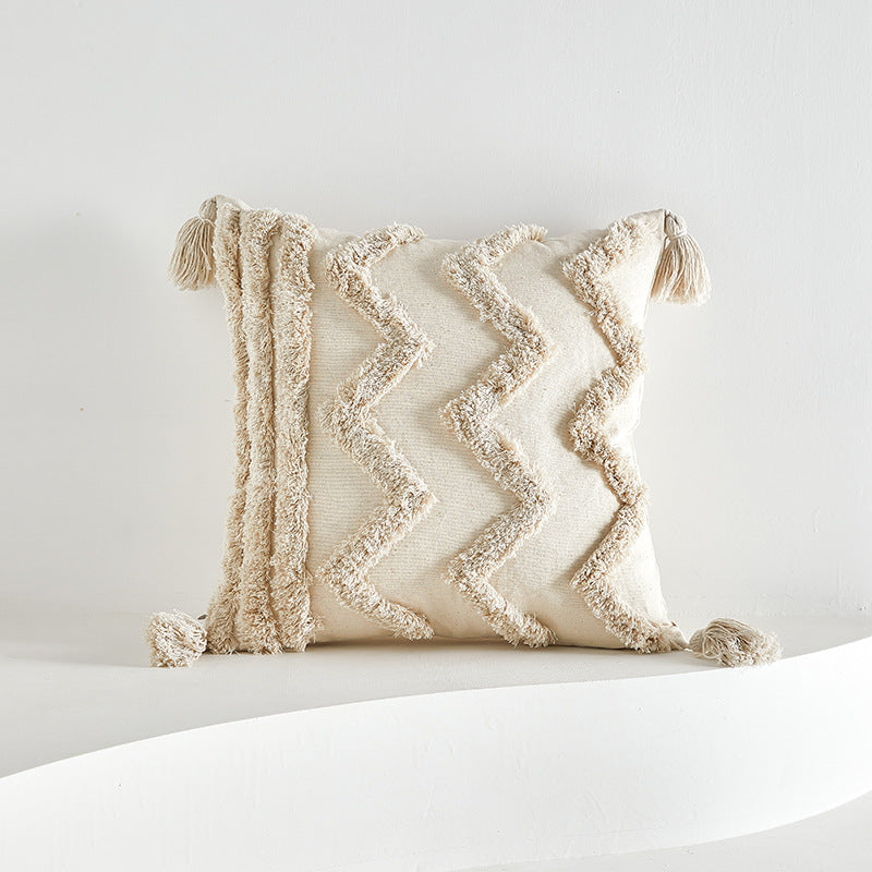 Textured Tufted Pillow Cover with Tassels | Four Boho Geometric Patterns for Sofas, Reading Nooks and Cozy Bedrooms