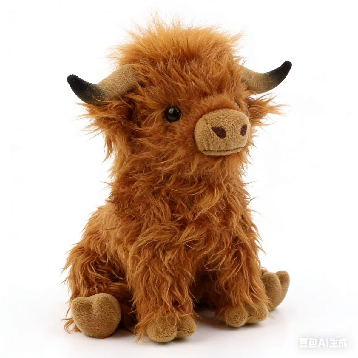 Shaggy Highland Cow Plush Toy, 28 cm Soft Standing and Resting Cow Friends in Warm and Playful Colors for Cozy Rooms and Gifts