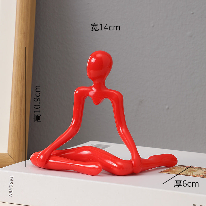 Abstract Thinker Figurine in Four Seated Poses and Four Colors, Modern Mini Sculpture for Desks, Shelves and Creative Gifts