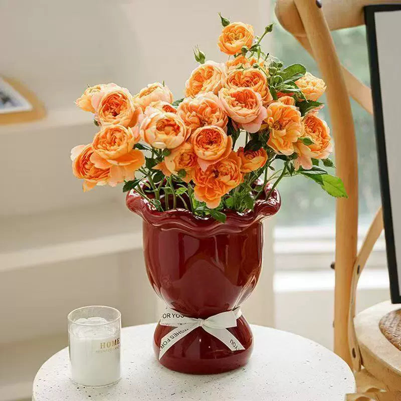 Handblown Cream Soft - Shaped Decorative Vases