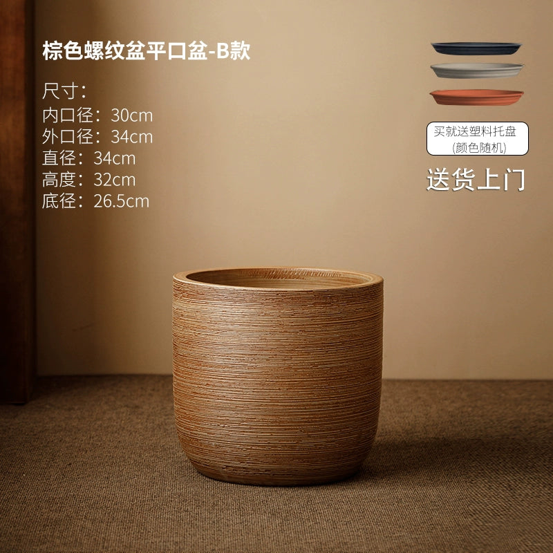 Large caliber ceramic flower pot villa courtyard turtle backed bamboo tree planting green plant vat decoration floor to ceiling large vase