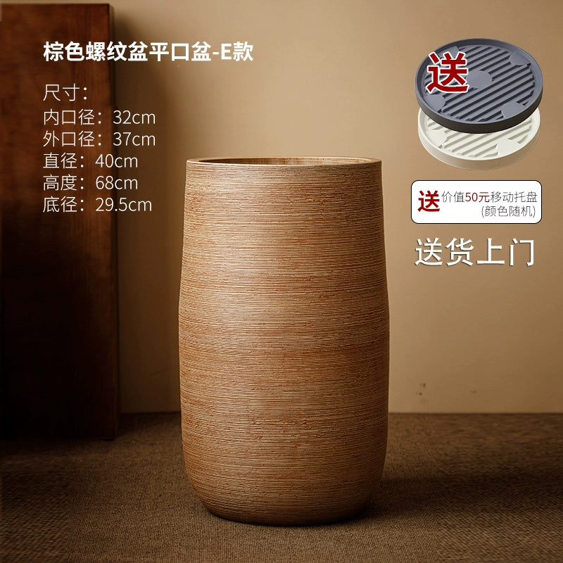 Large caliber ceramic flower pot villa courtyard turtle backed bamboo tree planting green plant vat decoration floor to ceiling large vase