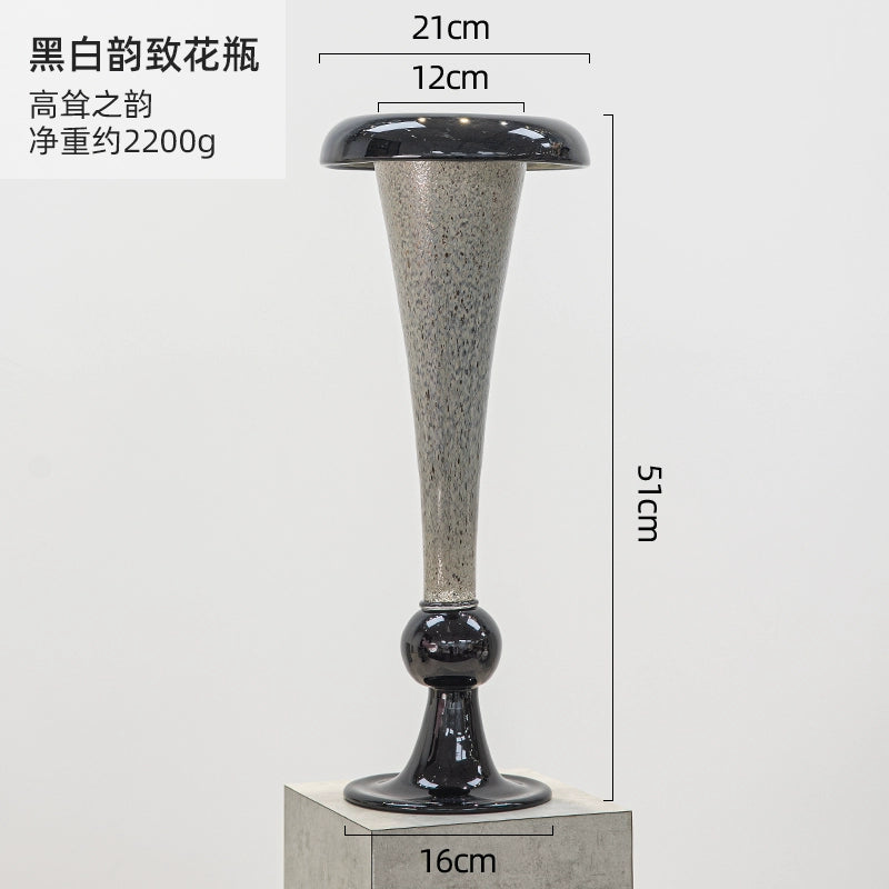 Black glass wabi sabi style vase
