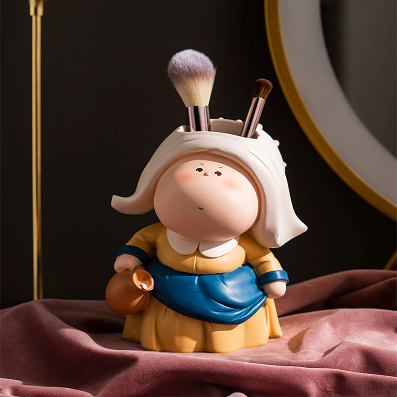 Art-Inspired Character Pen Holder, Playful Portrait Desk Organizer for Brushes, Pens and Creative Corners