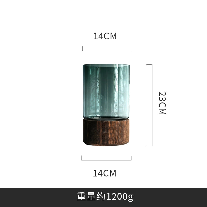 Solid wood vase decoration, living room flower arrangement glass