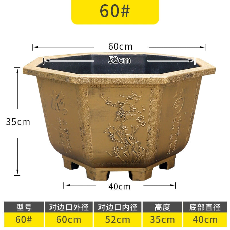 Vintage Resin Flower Pot with Historical Craftsmanship, Outer Diameter 29.5-149cm & Inner Diameter 25-130cm, Retro Planter for Indoor/Outdoor Garden Decoration