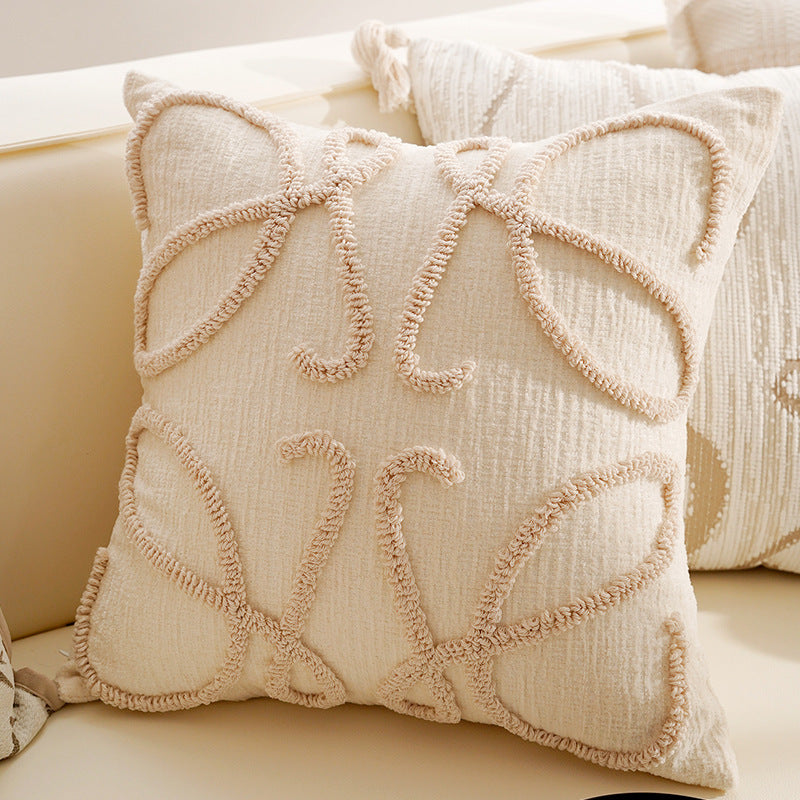 Vintage Cream and Brown Pillow Covers, Rose, Tufted and Geometric Designs for Sofas and Cozy Bedrooms