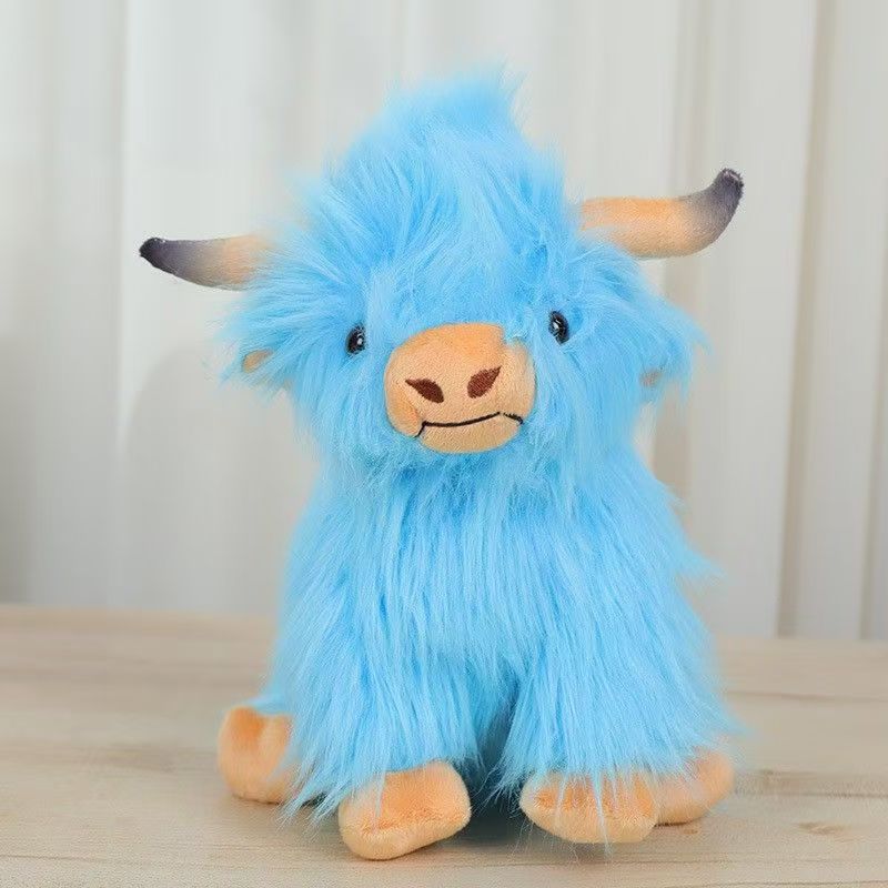 Shaggy Highland Cow Plush Toy, 28 cm Soft Standing and Resting Cow Friends in Warm and Playful Colors for Cozy Rooms and Gifts