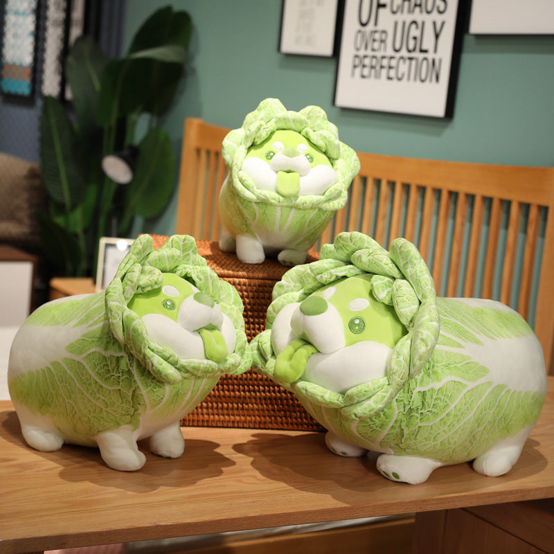 Cabbage Puppy Plush Toy, 25 cm Vegetable-Inspired Stuffed Dog for Whimsical Gifts and Cozy Shelves