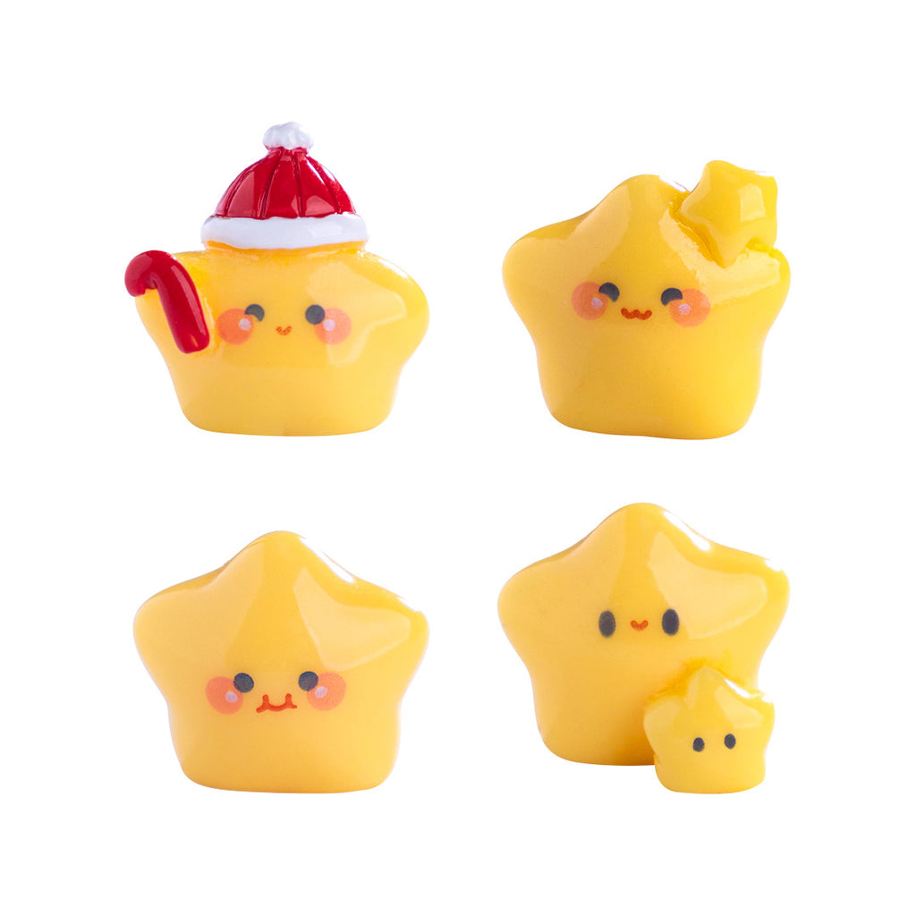Little Yellow Star Figurine Assortment of 10 Designs, Cheerful Mini Ornaments for Desk Displays and Storybook Scenes