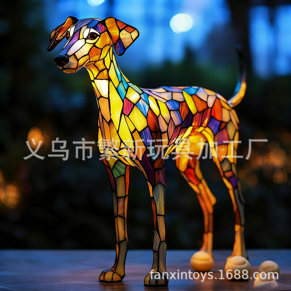 Resin Stained Glass Pet Lamp - Dog/Cat Night Light for Bedroom | Pet Lover Decor | Dachshund/Beagle/Black Cat Table Lamp