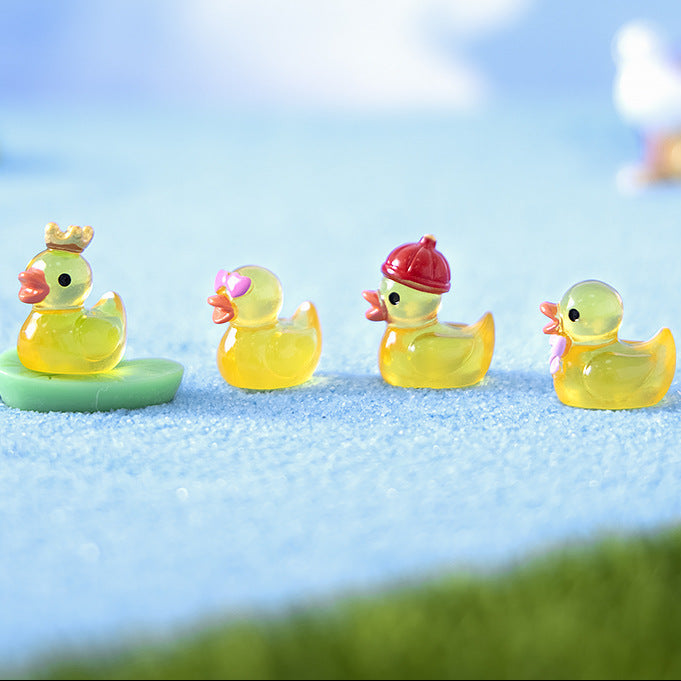 Playful Yellow Duck Mini Figurine Set of 8, Colorful Character Ornaments for Desk Displays, Miniature Scenes and Cheerful Gifts