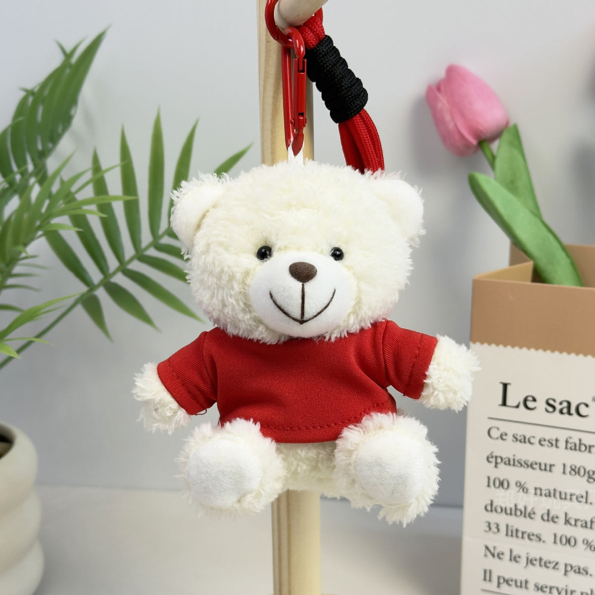 Outfit Teddy Bear Plush Bag Charm, 11 cm Mini Stuffed Bear Keychain in Colorful Sweaters and Shirts