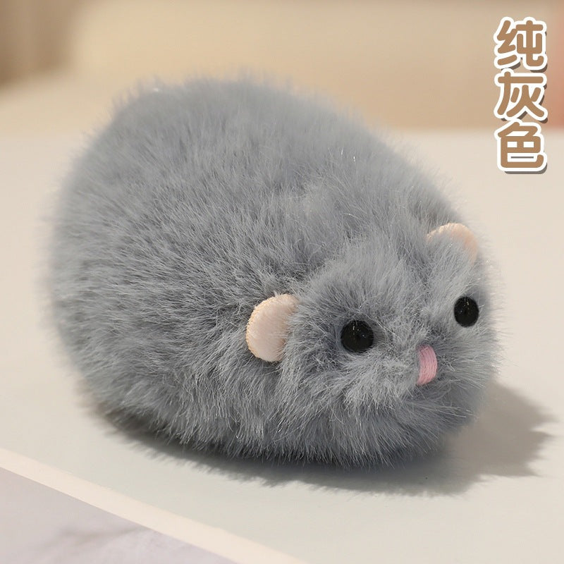 Fluffy Hamster Plush Bag Charm, 13 cm Mini Hamster Keychain in Gray, White or Brown for Backpacks and Sweet Little Gifts