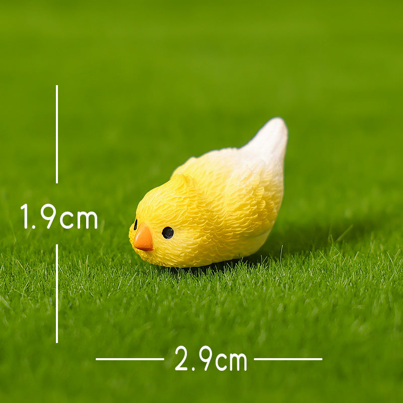 Mini Yellow Parrot Figurine in Eight Playful Poses, Tiny Bird Accent for Fairy Gardens, Desks, Bookshelves and Cheerful Gifts