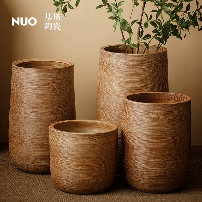 Large caliber ceramic flower pot villa courtyard turtle backed bamboo tree planting green plant vat decoration floor to ceiling large vase