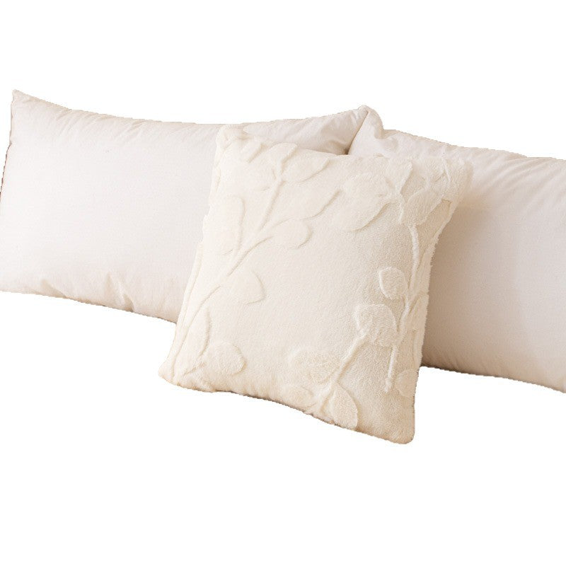 Plush Leaf and Diamond Pillow Cover, 45 x 45 cm Textured Cushion Case in Warm Colors for Cozy Sofas and Bedrooms