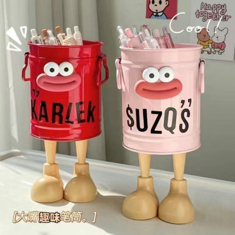 Whimsical Big-Mouth Pen Holder, Playful Desktop Pencil Cup in Cream, Pink or Green for Cozy Workspaces and Gift Giving