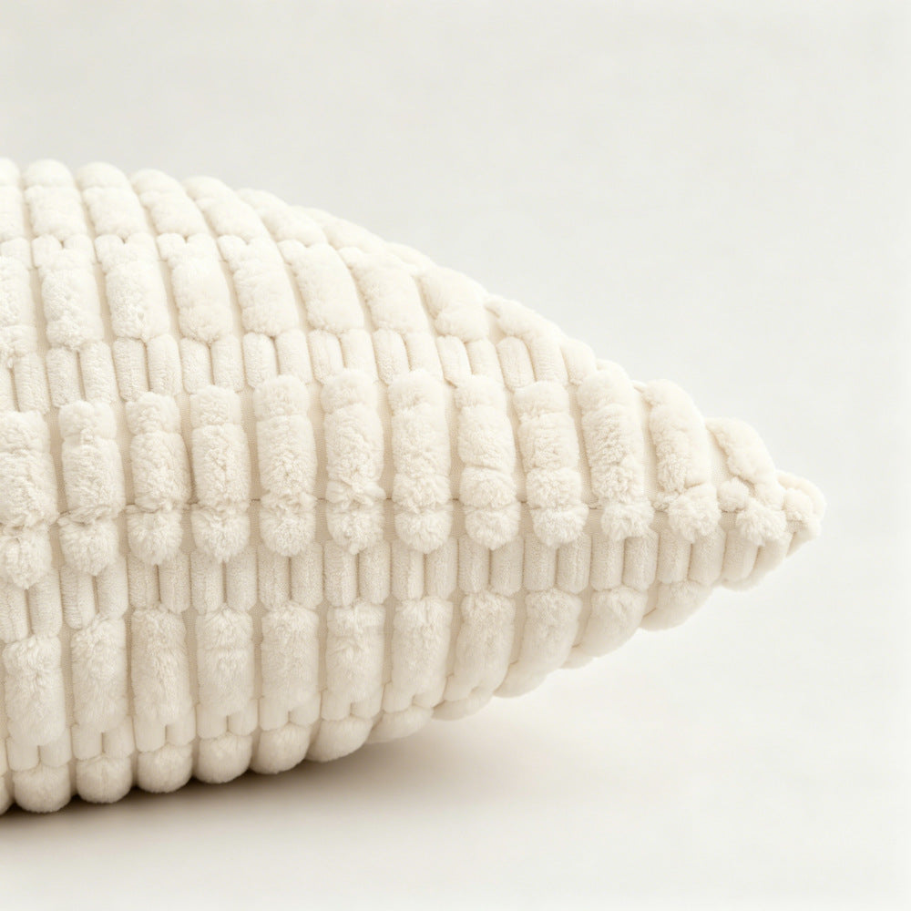Cream Ribbed Corduroy Pillow Cover, 18 x 18 Inch Textured Cushion Case for Cozy Sofas, Beds and Neutral Living Rooms