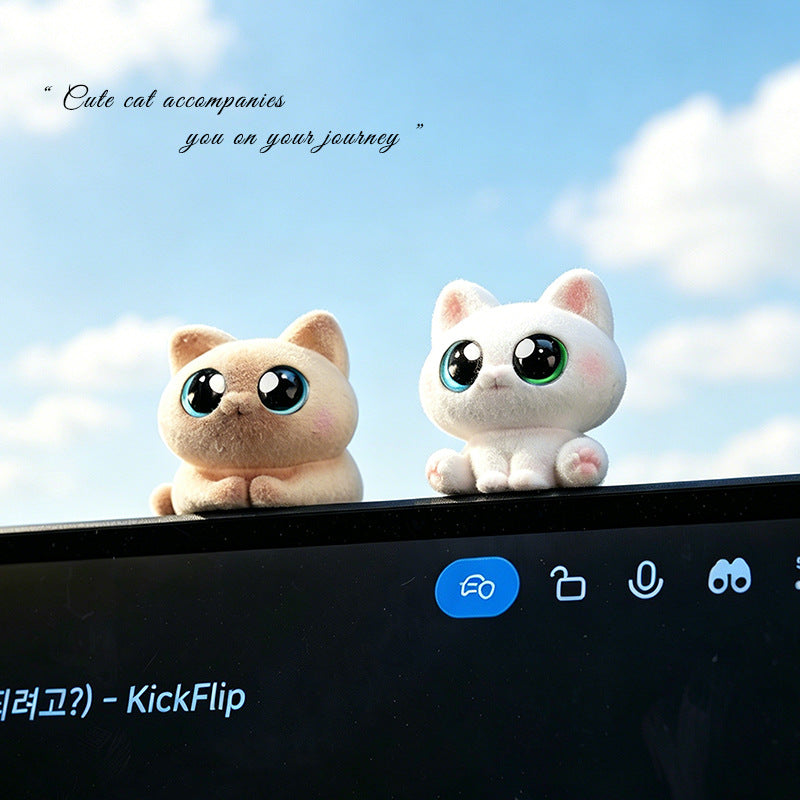 Playful Peeking Cat Car Accent, Mini Resin Dashboard Figurine in Six Cat Styles for Car Interiors, Desks and Small Gifts