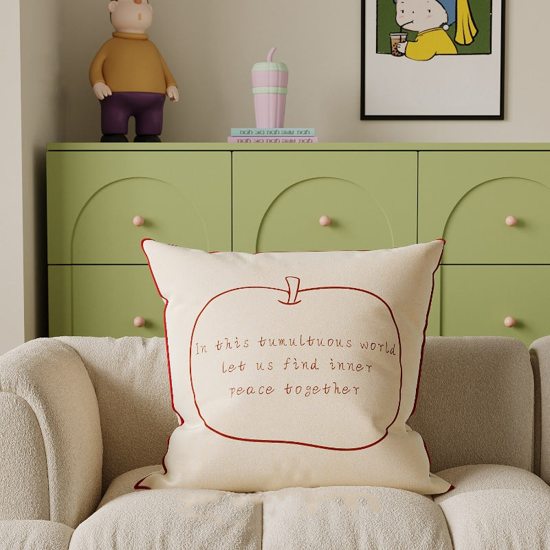 Whimsical Line Art Pillow Cover | Cake, Flower & Apple Designs for Cozy Sofas and Bedrooms