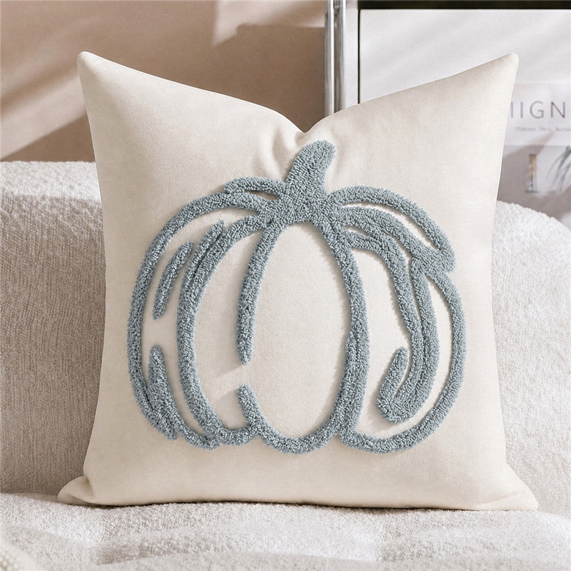Embroidered Pumpkin Pillow Cover | Textured Autumn Cushion Case in Eight Designs for Cozy Sofas, Bedrooms and Fall Decor
