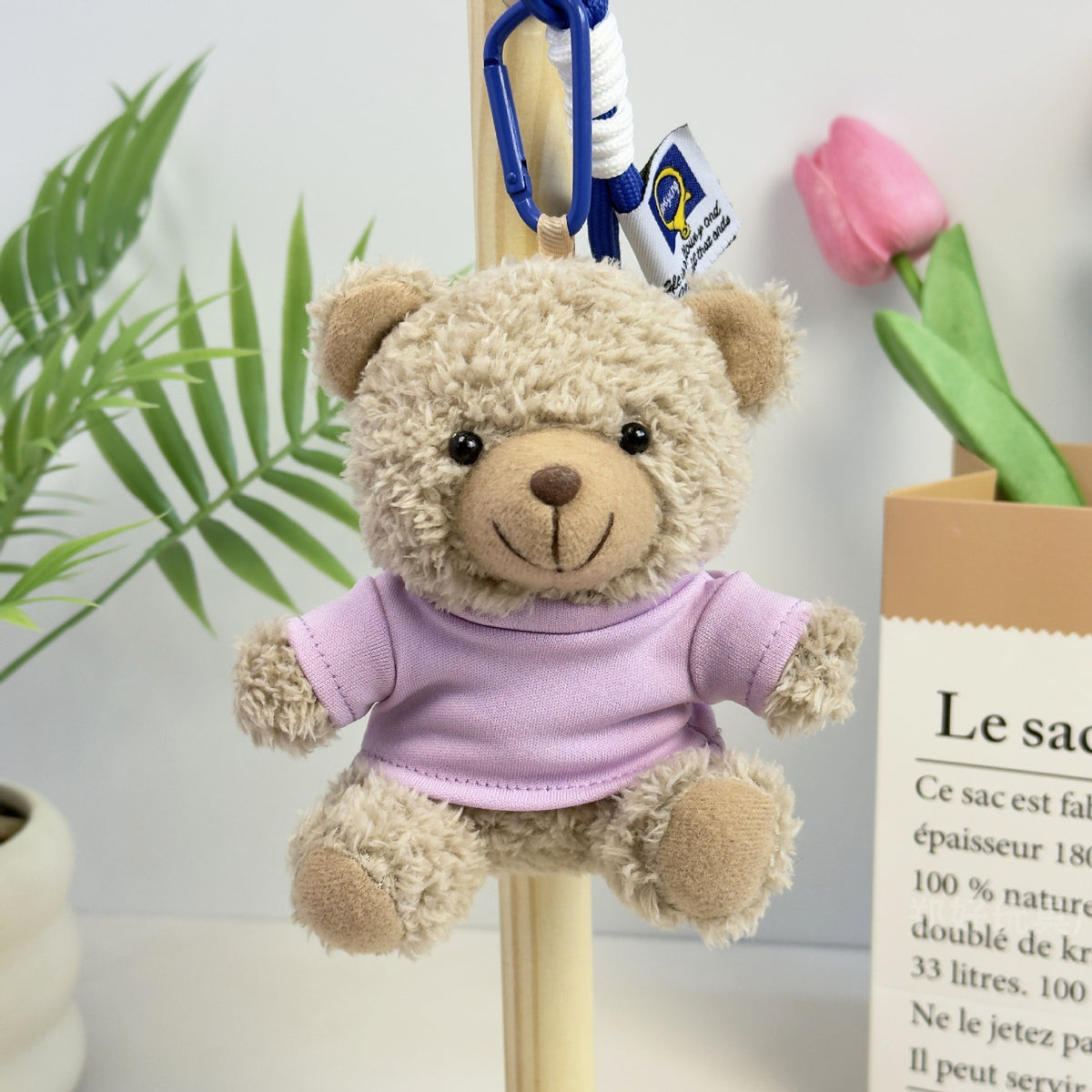 Outfit Teddy Bear Plush Bag Charm, 11 cm Mini Stuffed Bear Keychain in Colorful Sweaters and Shirts