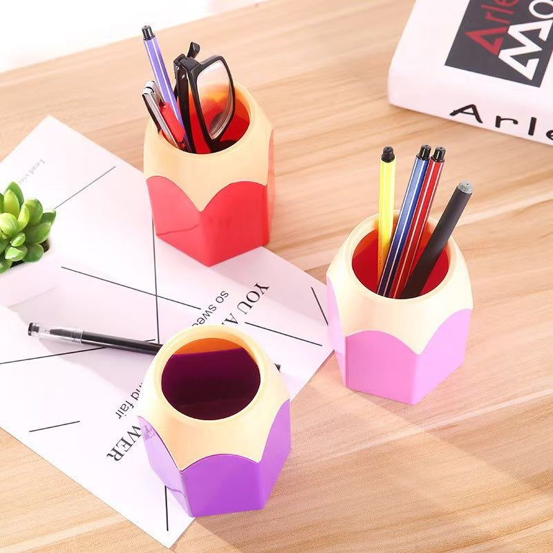 Colorful Pencil-Tip Pen Holder, Playful Desktop Pencil Cup in Pink, Blue, Purple, Green or Red for Creative Workspaces