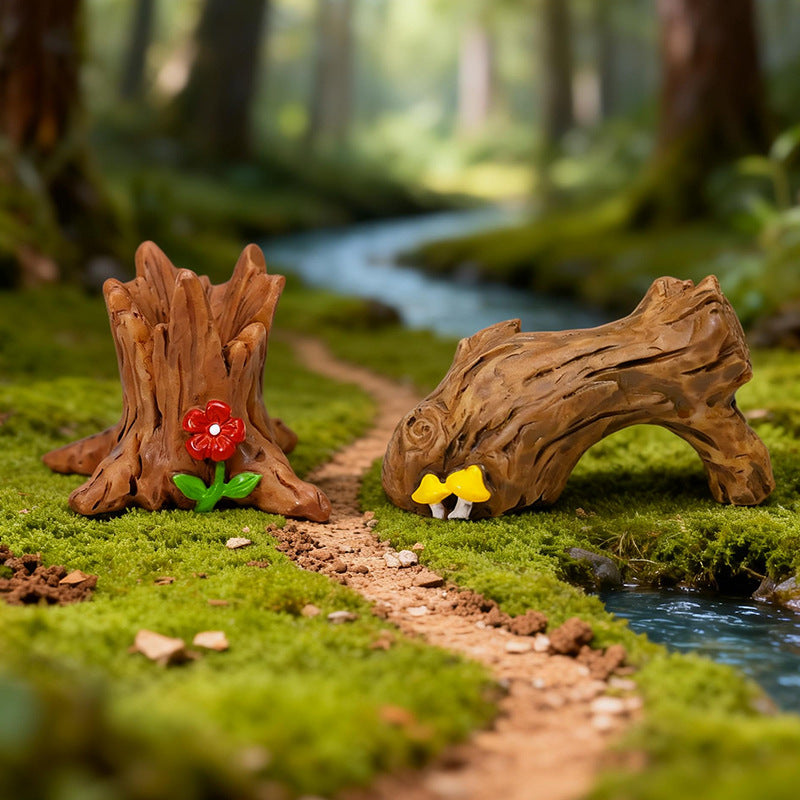 Miniature Woodland Logs and Tree Stumps, Complete 12 Piece Forest Scene Set for Fairy Gardens, Terrariums and Dollhouse Decor
